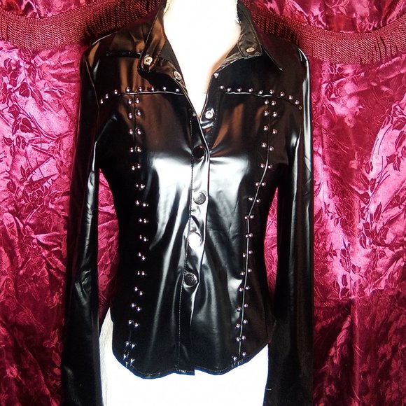 Liquid Leather Look Shirt. bnwt - Picture 1 of 13